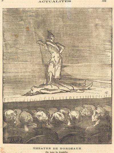 Bordeaux Theatre - vi spiller tragedien af Honoré Daumier