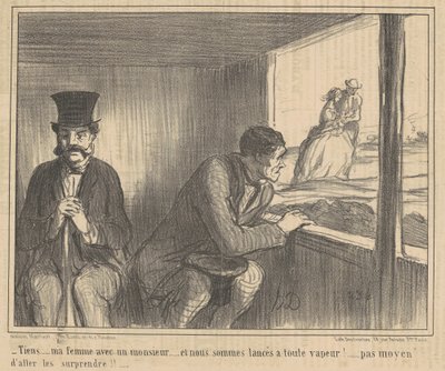 Her ... min kone med en herre ... af Honoré Daumier