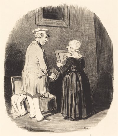 Her, min kone, her er mit portræt... af Honoré Daumier