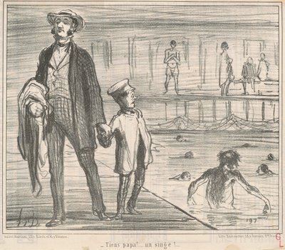 Her far! ... en abe! ... af Honoré Daumier