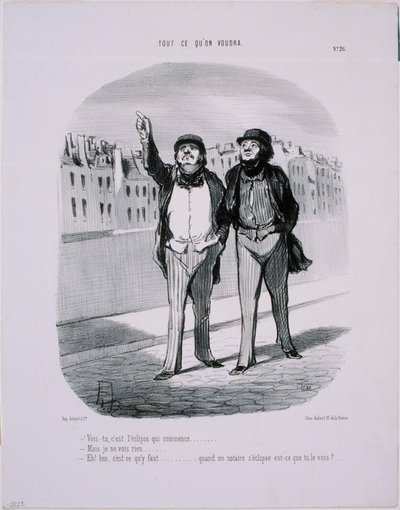 Lige hvad vi har lyst til: Formørkelsen begynder nemlig... af Honoré Daumier