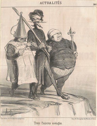 Tre stakkels blinde mennesker af Honoré Daumier