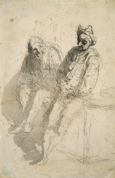 To Saltimbanques af Honoré Daumier