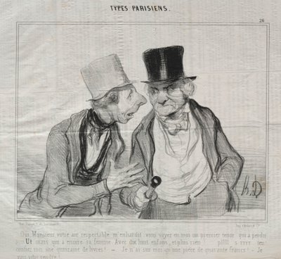 Typer Parisiens, plade 26: Ja, Sir, Deres respektable luft opmuntrer mig... af Honoré Daumier