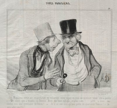 Typer Parisiens, plade 26: Ja, Sir, Deres respektable luft opmuntrer mig..., 29. maj 1840. af Honoré Daumier