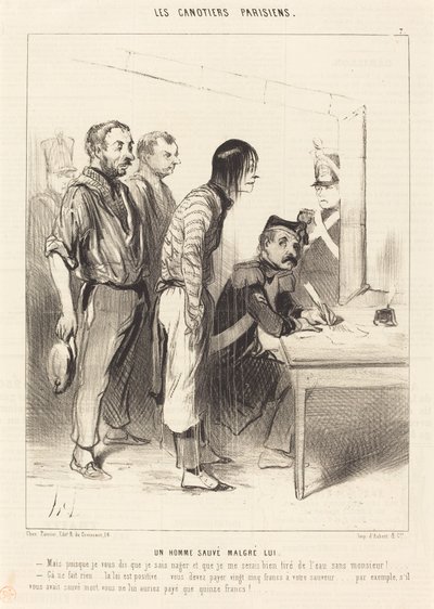 En mand reddet på trods af sig selv af Honoré Daumier