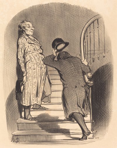 En lejer, der betaler sin termin nøjagtigt af Honoré Daumier