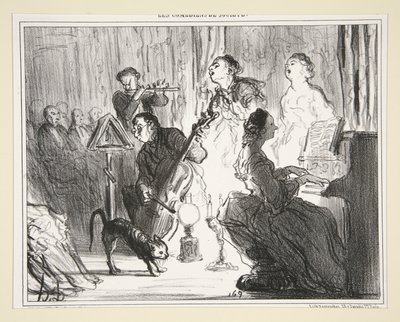 Et orkester i et meget Comme il faut-hus, no. 8 af Samfundets komikere af Honoré Daumier