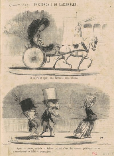 En cabriolet med en uheldig lighed... af Honoré Daumier