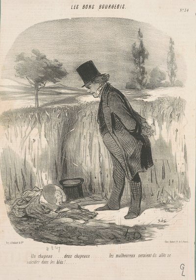 En hat... to hatte... den uheldige... af Honoré Daumier