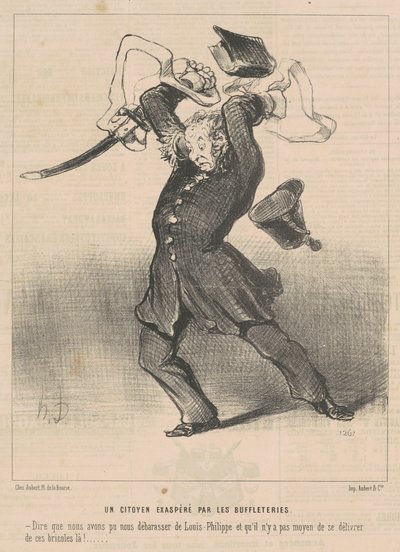 En borger irriteret over bøflerne af Honoré Daumier