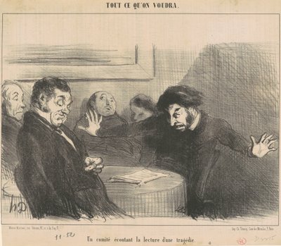 Et udvalg lytter til oplæsningen af ​​en tragedie af Honoré Daumier