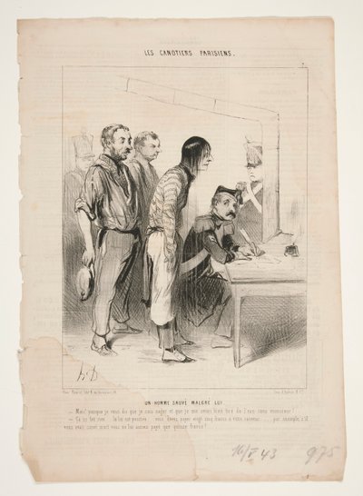 En mand redder på trods af sig selv af Honoré Daumier