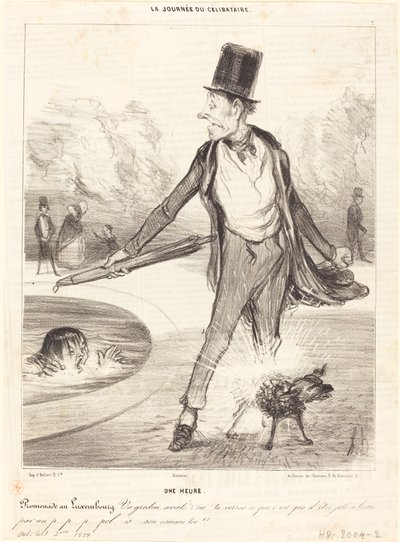 En time - Gåtur i Luxembourg af Honoré Daumier