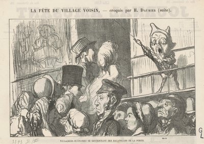 Nøjsomme landsbyboere, der nøjes...; På landet er der ingen kuskestrejker... af Honoré Daumier