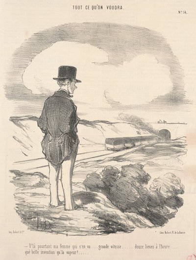 Men her er min kone, der rejser... af Honoré Daumier