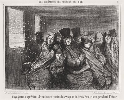 Rejsende er mindre og mindre glade for tredjeklasses vogne... af Honoré Daumier