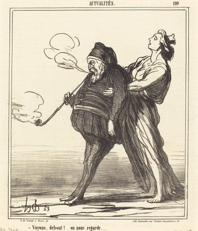 Lad os se!... stå op, de kigger på os af Honoré Daumier