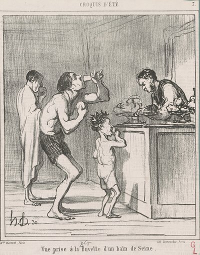 Udsigt taget ved forfriskningsbaren i et bad af Honoré Daumier
