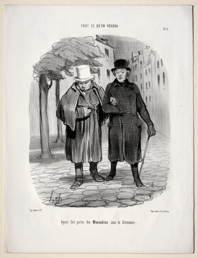 Hvad du vil, plade 7: Efter at have taget rollen som dandies under Directory, 1847. af Honoré Daumier