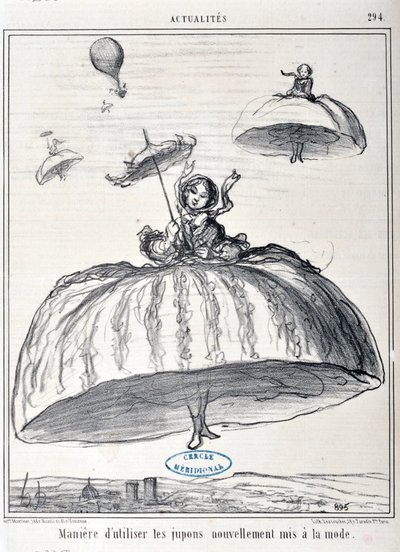 illustration til Serie Actualites "måde at bruge underkjoler på ny sat på mode" af Honoré Daumier