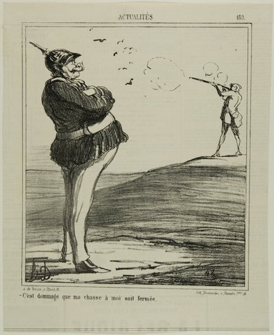 "-Hvor er det ærgerligt, at jeg ikke må gå på jagt," plade 180 fra Actualitiés af Honoré Victorin Daumier