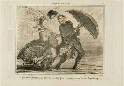 "- Bare rolig, Eleonore ... det er ikke noget, det er bare en lille vind, der annoncerer forårets komme," plade 34 fra Croquis Parisiens af Honoré Victorin Daumier