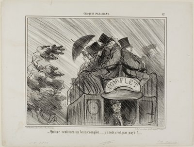 "- Kun 15 cent for et helt bad.... sikke en handel!", plade 12 fra Croquis Parisiens af Honoré Victorin Daumier