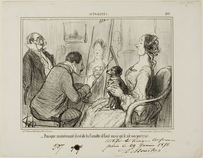 "- Da han nu er en del af familien, skal han også have taget sit portræt", plade 269 fra Actualités af Honoré Victorin Daumier