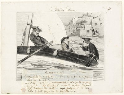 En bådmanøvre, plade ni fra Les Canotiers Parisiens af Honoré Victorin Daumier