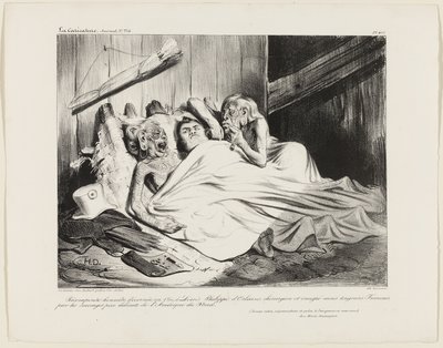En rimelig belønning præsenteret i 1800 af de ukristelige vilde i Nordamerika til Louis-Philippe af Orléans, kirurg og udvandrer, men stadig franskmand. (Jeg hilser dig, nådige sorte dame, Herren er med dig.) Et Ave Maria fra Namaquan, plade 466 af Honoré Victorin Daumier