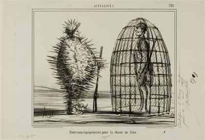 En ny dragt til løvejagten, plade 395 fra Actualités af Honoré Victorin Daumier