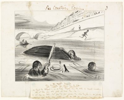 En ny måde at flyde ned ad livets flod på, planche tre fra Les Canotiers Parisiens af Honoré Victorin Daumier