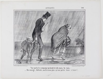 En udflugt på landet i den smukke maj måned. "- Mod... Adelaïde det er bare endnu en liga at gå," plade 308 fra Actualités af Honoré Victorin Daumier