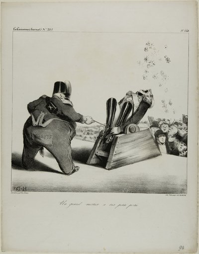 En stor morter med kort rækkevidde, plade 488 af Honoré Victorin Daumier