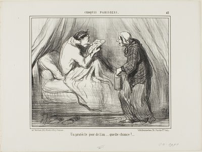"En protest på nytårsdag! Sikke et held! ...........," plade 42 fra Croquis Parisiens af Honoré Victorin Daumier