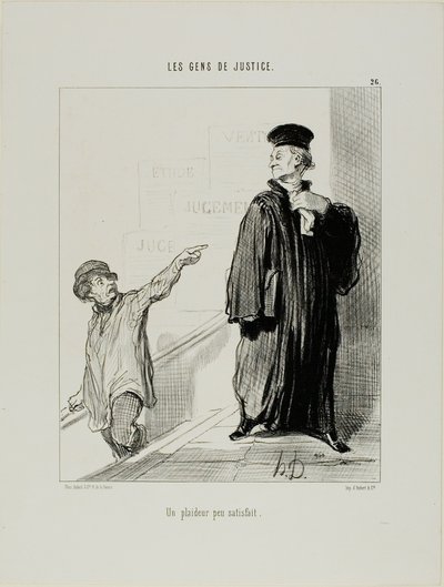 En temmelig utilfreds sagsøger, planche 26 fra Les Gens De Justice af Honoré Victorin Daumier