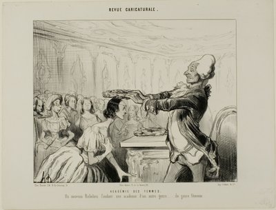 Akademiet for kvinder. En ny Richelieu, der stifter et nyt akademi af en anden slags.... af det feminine køn, planche 33 fra Revue Caricatureale af Honoré Victorin Daumier