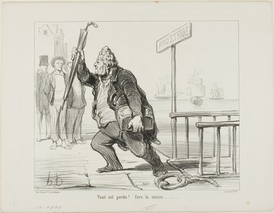 "Alt er tabt - red pengekassen" af Honoré Victorin Daumier