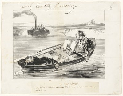 Et ubehageligt møde, planche 16 fra Les Canotiers Parisiens af Honoré Victorin Daumier