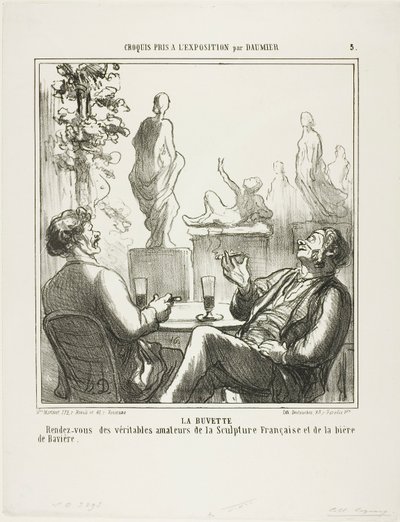 I baren. Mødested for de sande elskere af fransk skulptur og bayersk øl, plade 5 fra Croquis pris à l