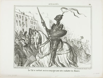 El Cid går også på banen for at kæmpe mod maurerne, plade 116 fra Actualités af Honoré Victorin Daumier