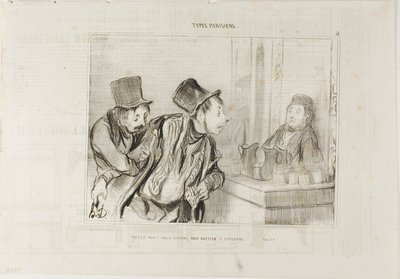 "Er alt betalt Og vi har ikke fornærmet nogen ... Farvel", plade 31 fra Types Parisiens af Honoré Victorin Daumier