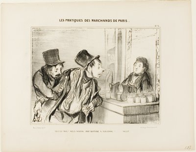 "Er alt betalt Og vi har ikke fornærmet nogen ... Farvel", plade 31 fra Types Parisiens af Honoré Victorin Daumier