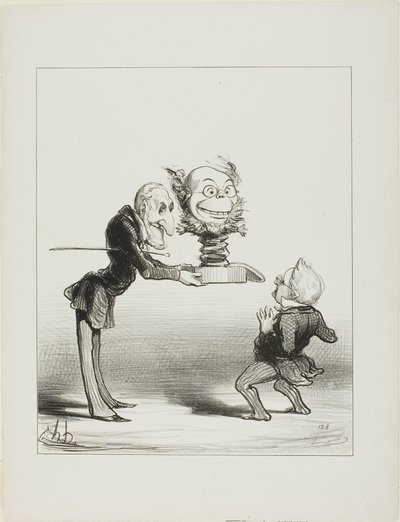 Fader Molé kommer med nytårsgaver til lille Thiers, planche 62 fra Actualités af Honoré Victorin Daumier