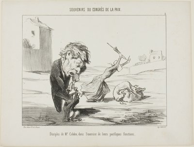 Cobdens tilhængere, der udøver deres fredelige funktioner, planche 5 fra Souvenirs Du Congres De La Paix af Honoré Victorin Daumier