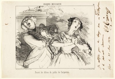 Giver publikum glæden ved Carpentras, plade 16 fra Croquis Musicaux af Honoré Victorin Daumier