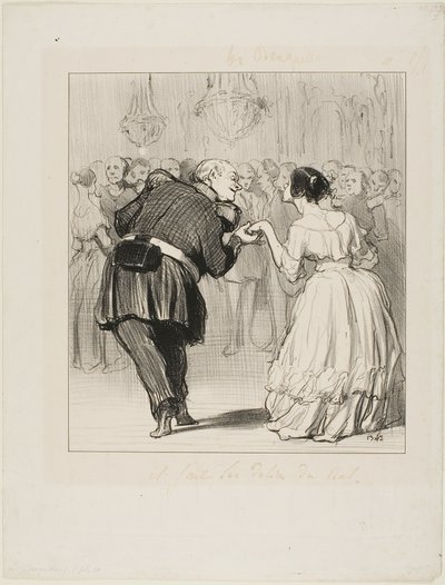 Han glæder sig over bolden, plade 10 fra Les Banqueteurs af Honoré Victorin Daumier