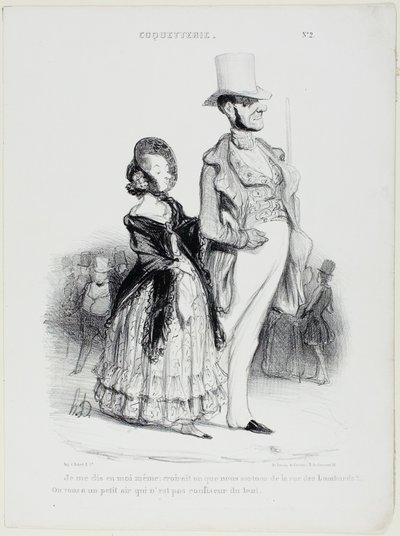 "Jeg siger til mig selv: Ville nogen tro, at vi kommer fra Rue des Lombards... Vi ligner slet ikke konditorer," plade 2 fra Coquetry af Honoré Victorin Daumier