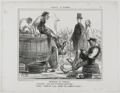 Indtryk fra årgangen. "- Hvad! Du går på bare fødder - Og hvad så ... du vil vel ikke have, at vi gør det i vores dansesko!", plade 2 fra Croquis D